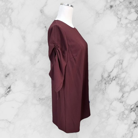All Saints Evie Dress Women's Medium Simple Shift Mini in Burgundy Maroon with S - Picture 5 of 12